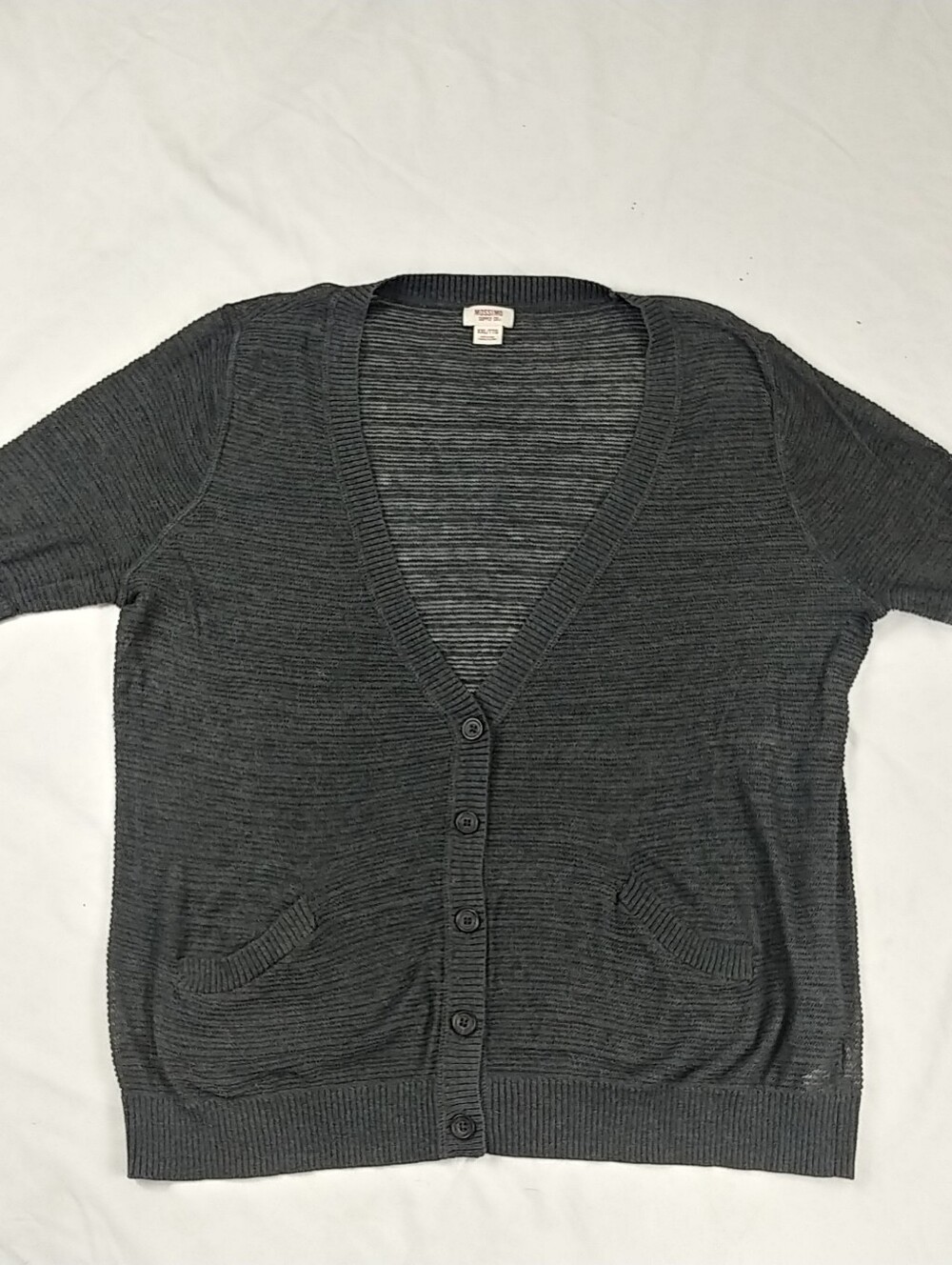 Mossimo Gray Cardigan Women 2x Button 1/2 Sleeve Light Weight Delicate Cottage